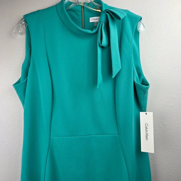 Calvin Klein Womens Green Bow Neck Sheath Dress CD4C1N62 Size 14 NWT - Picture 5 of 16